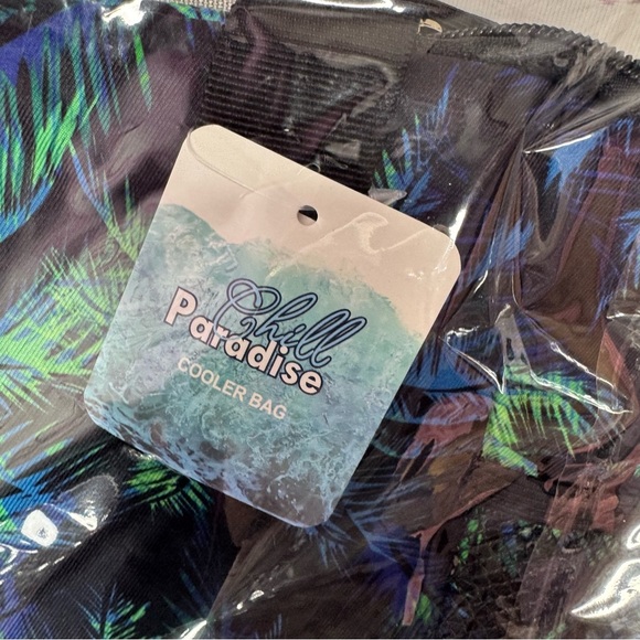 Cooler bag chill paradise from Hawaii palm trees black green blue cold bag beach - Picture 2 of 5